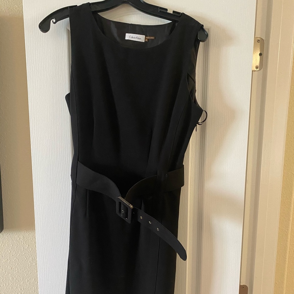 Calvin Kline Black Belted Sheath Dress- SZ 8